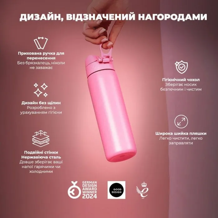 Картофель для воды металлический вакуумный ION8 500 мл. Vacuum Insulated, Rose Bloom