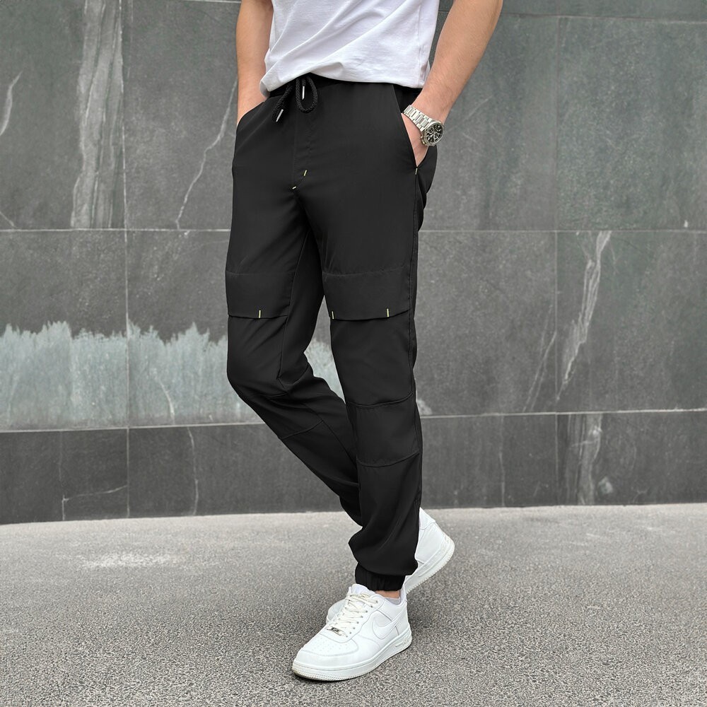 Чоловічі штани джогери з кишенями чорні Pobedov Vershyna