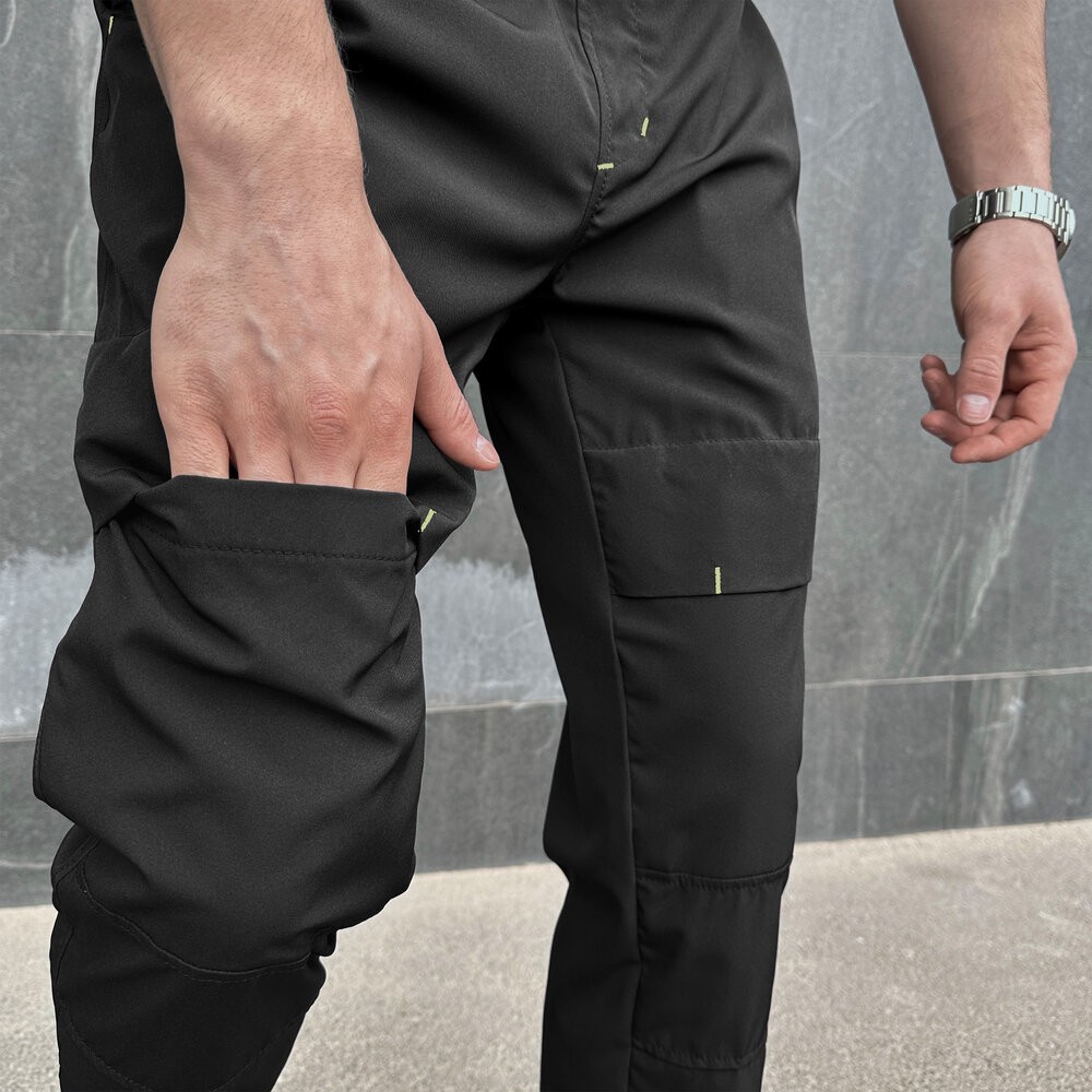 Чоловічі штани джогери з кишенями чорні Pobedov Vershyna, укр, укр