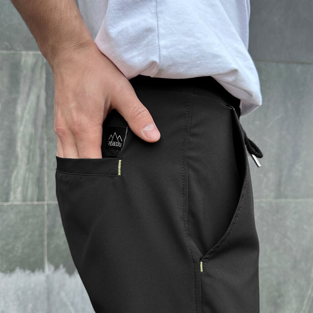 Чоловічі штани джогери з кишенями чорні Pobedov Vershyna, укр, укр