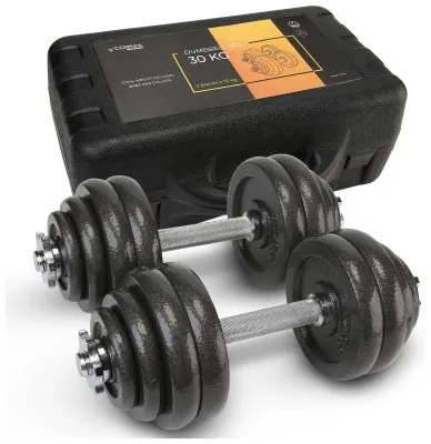 Гантелі металеві Cornix 2 x 15 кг набірні, в кейсі XR-0442 Black