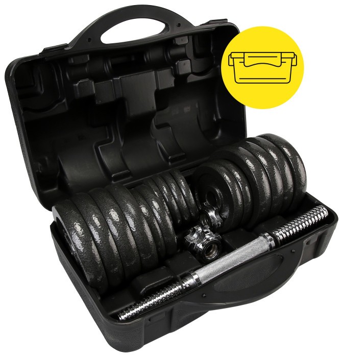 Гантелі металеві Cornix 2 x 15 кг набірні, в кейсі XR-0442 Black