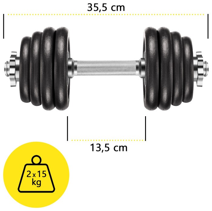Гантелі металеві Cornix 2 x 15 кг набірні, в кейсі XR-0442 Black