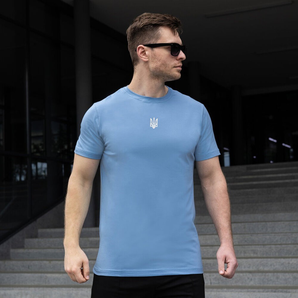 Футболка Pobedov Peremoga - Герб біла вишивка Темно-блакитний S TSfu2 043Sdbl, укр, укр