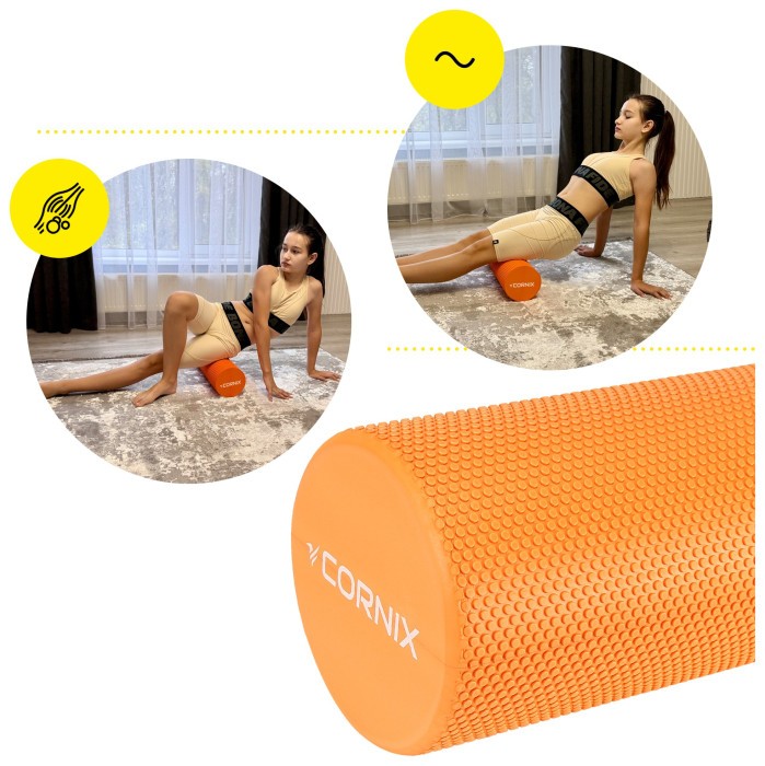 Масажний ролик Cornix EVA+ 30 x 15 см (валик, роллер) XR-0297 Orange