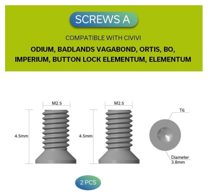 Набор черных стальных винтов для клипса Civivi CA-12B