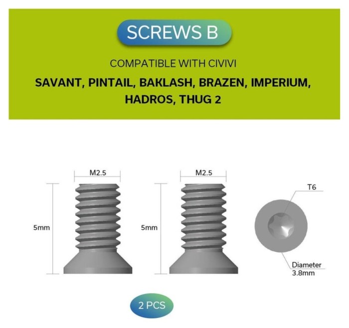 Набор черных стальных винтов для клипса Civivi CA-12B