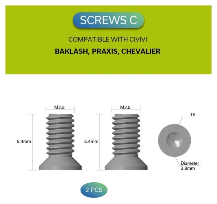 Набор черных стальных винтов для клипса Civivi CA-12B