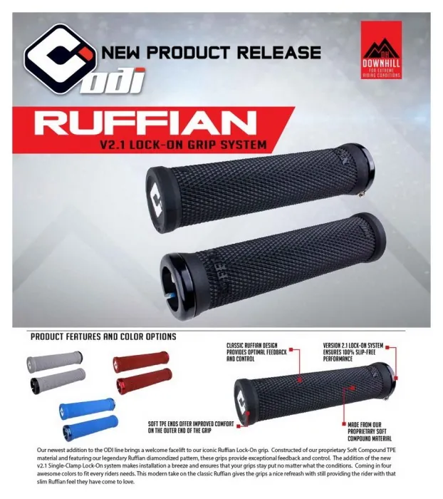 Грипси ODI Ruffian v2.1 Lock-On MTB 135mm Gray