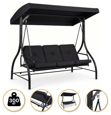 Садова гойдалка з товстим матрацом LEOBRO Luxury Pro Black (LB-1046)