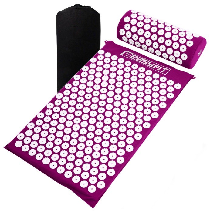 Масажний килимок Easyfit з подушкою (аплікатор Кузнєцова) Фіолетовий, укр, укр