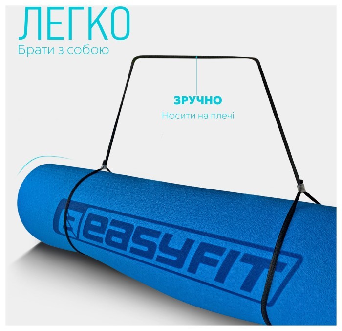 Коврик для йоги и фитнеса EasyFit TPE+TC 6 мм двухслойный синий-желтый