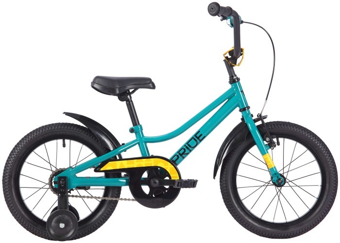 Велосипед 16 "Pride FLASH 16 restock 2025 бірюзовий, укр, укр