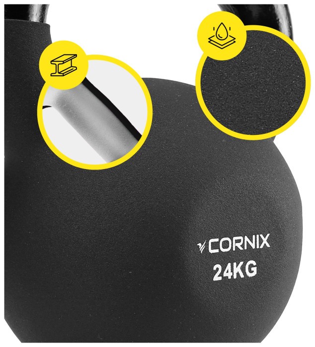 Гиря металева Cornix 24 кг з вініловим покриттям XR-0440 Black