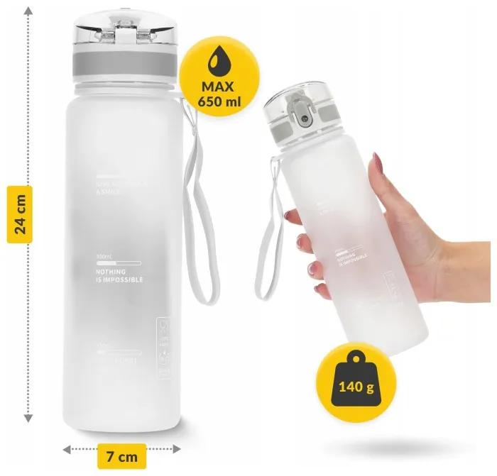 Бутылка для воды спортивная 4FIZJO 650 мл Grey (P-5905973404280)