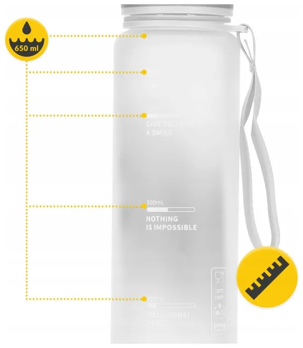 Бутылка для воды спортивная 4FIZJO 650 мл Grey (P-5905973404280)