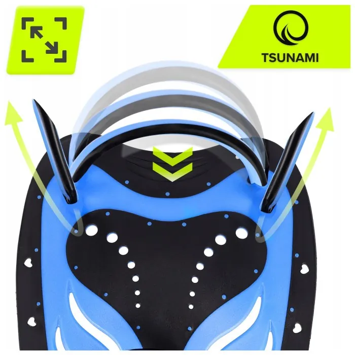 Лопатки для плавания в бассейне TSUNAMI Swimming Paddles 2 шт Black/Blue (P-5905973405355)