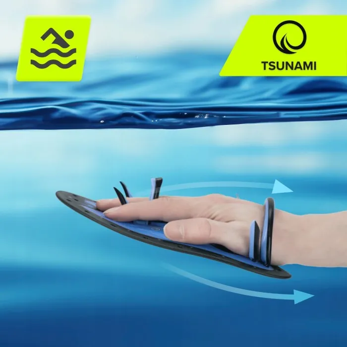 Лопатки для плавания в бассейне TSUNAMI Swimming Paddles 2 шт Black/Blue (P-5905973405355)