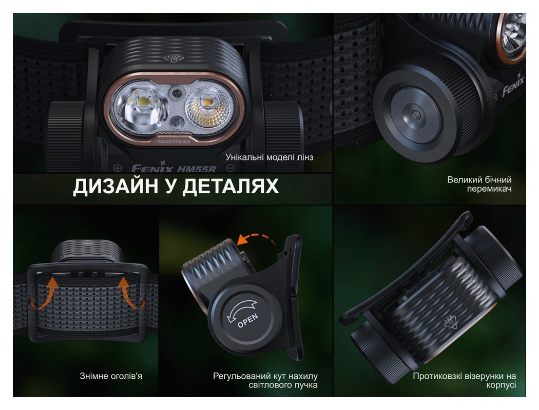 Ліхтар налобний Fenix HM55R, фіолетовий, укр, укр