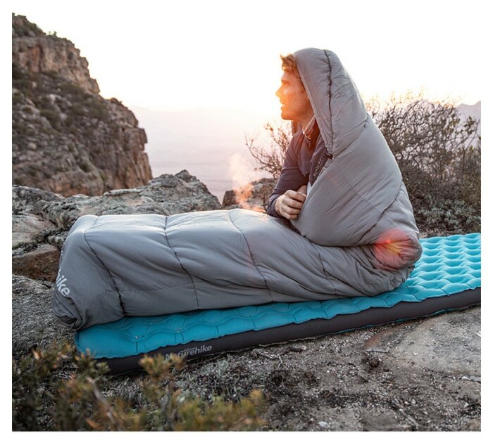 Спальний мішок з капюшоном із звичайним мішком для зберігання Naturehike M300 CNK2350WS023, сірий, правий, укр, укр