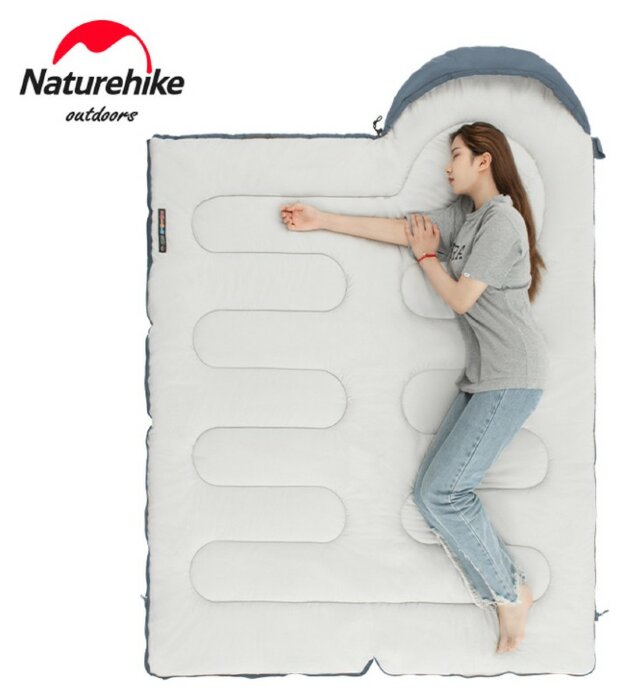Спальник с капюшоном и скругленным дном Naturehike Y150 NH21MSD08 левый, темно-голубой