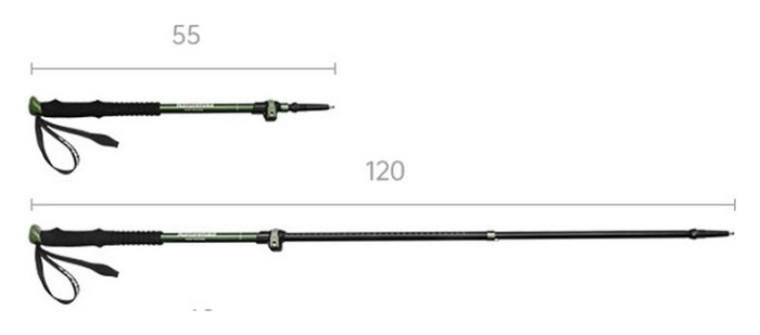 Трекінгова палиця 3-сек. Naturehike CNK2550DS010, 55-120 см, алюміній, зелена