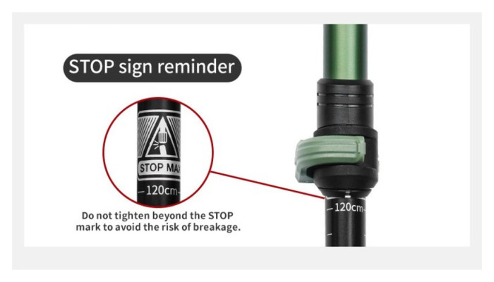 Трекінгова палиця 3-сек. Naturehike CNK2550DS010, 55-120 см, алюміній, зелена