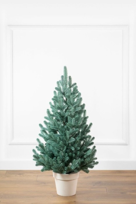 Елка литая "Венская" в горшке, голубая