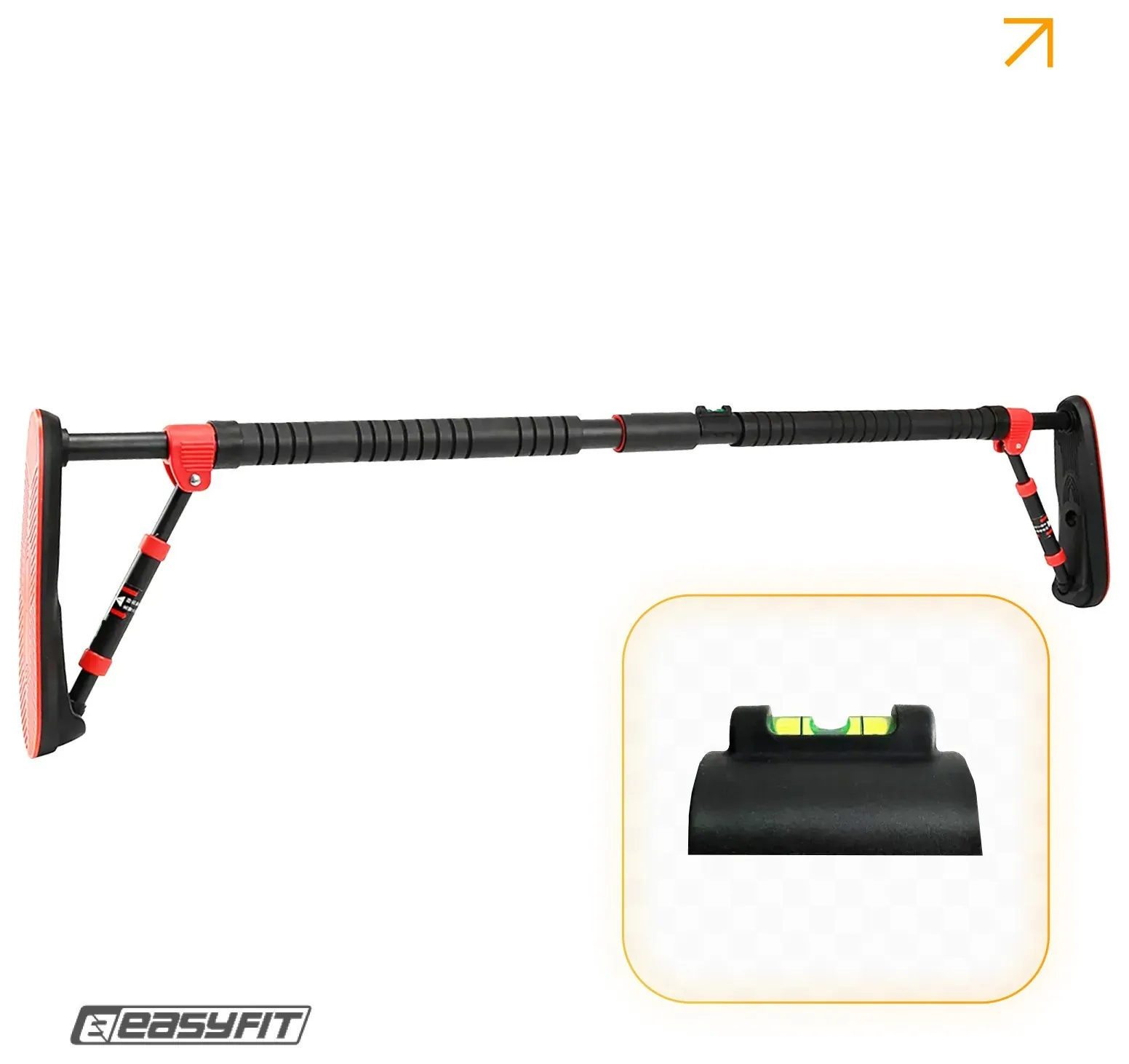 Розсувний розпірний турнік EasyFit PowerBar 130–170 см (Чорно-червоний)