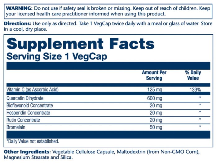 Mega Quercetin 600mg - 60 vcaps