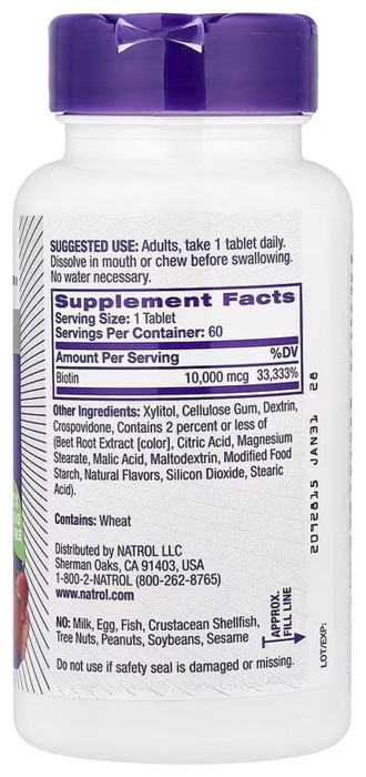 Biotin 10,000mcg - 60 tabs