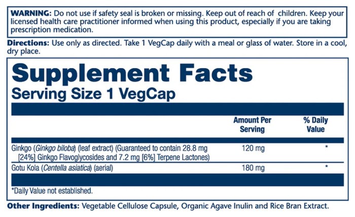 Ginkgo Biloba Extract One 120mg - 30 vcaps