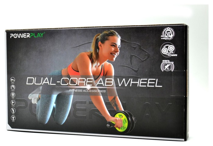 Колесо для преса подвійне PowerPlay 4327 Dual-Core Ab Wheel Чорно-зелене