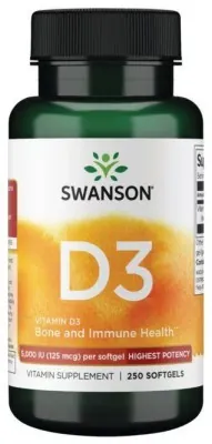 Vitamin D3 Highest Potency 5,000 IU (125 mcg) – 250 sgels (Поврежденная этикетка)