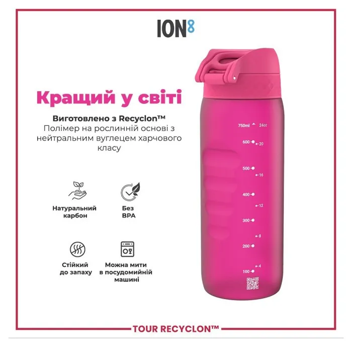 Картофель для воды ION8 750 мл. (ЭКО бутылка) BPA Free, Pink
