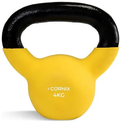 Гиря металлическая Cornix 4 кг с виниловым покрытием XR-0435 Yellow/Black