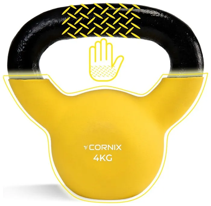 Гиря металлическая Cornix 4 кг с виниловым покрытием XR-0435 Yellow/Black