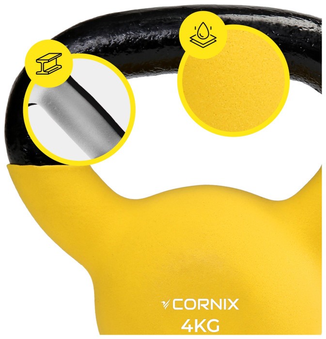 Гиря металлическая Cornix 4 кг с виниловым покрытием XR-0435 Yellow/Black
