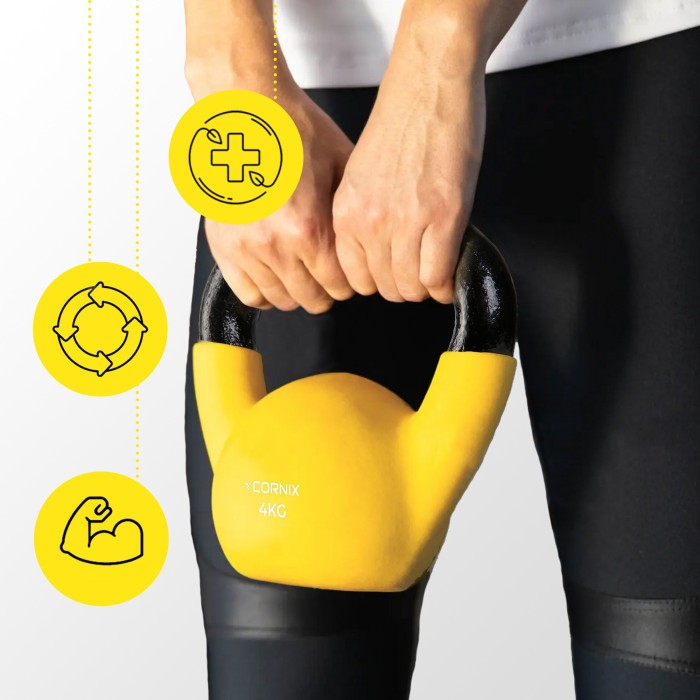 Гиря металлическая Cornix 4 кг с виниловым покрытием XR-0435 Yellow/Black