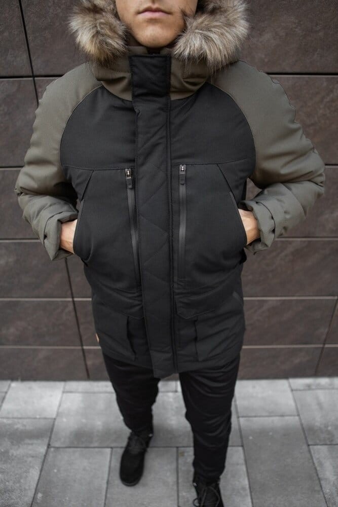 Парка чоловіча зимова середня на котоні з капюшоном Pobedov seniora udacha