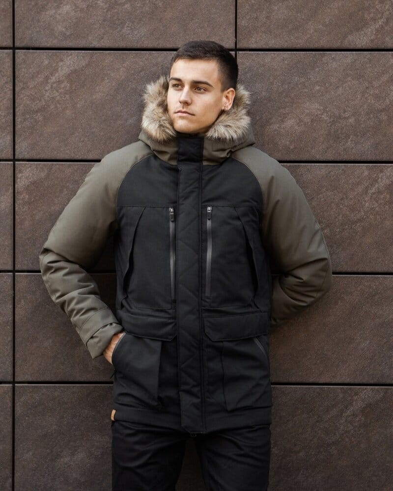 Парка чоловіча зимова середня на котоні з капюшоном Pobedov seniora udacha, укр, укр