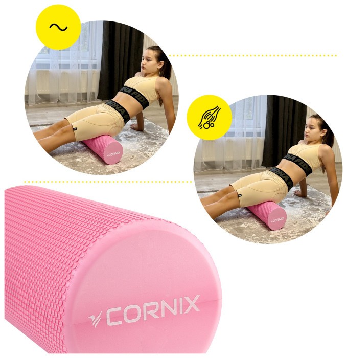 Масажний ролик Cornix EVA+ 30 x 15 см (валик, роллер) XR-0298 Pink
