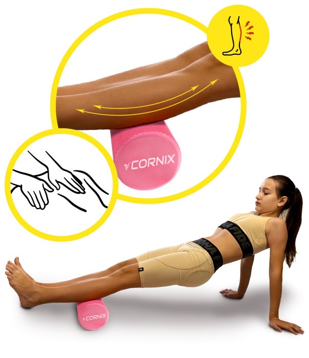 Масажний ролик Cornix EVA+ 30 x 15 см (валик, роллер) XR-0298 Pink
