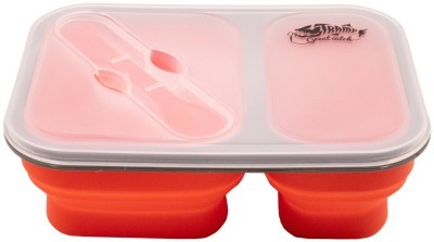 Контейнер TRAMP складной силиконовый 2 от. с крышкой защелкой 900мл (с ложкой-вилкой), Оранжевый