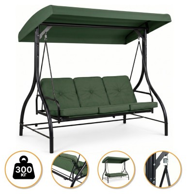 Садова гойдалка з товстим матрацом LEOBRO Luxury Pro Green (LB-1047)