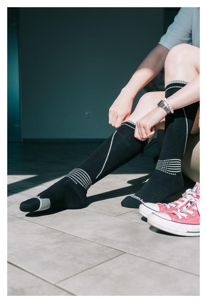 Водонепроницаемые носки Dexshell Longlite Socks 2.0, серые полоски, размер XL (47-49)