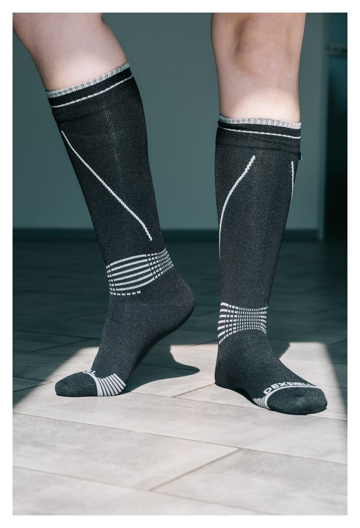 Водонепроницаемые носки Dexshell Longlite Socks 2.0, серые полоски, размер XL (47-49)