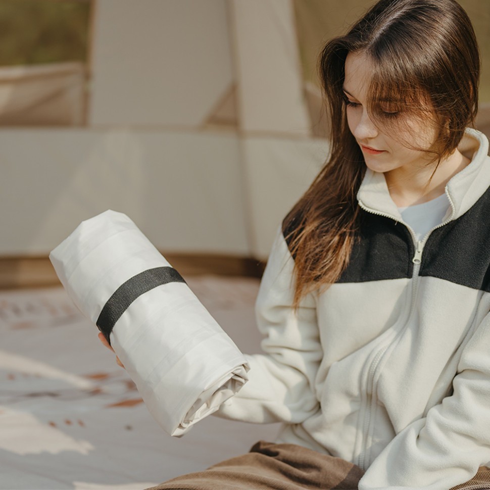 Матрас надувной туристический одноместный Naturehike CNK2450WS034, 198х68х9.5 см, белый, для кемпинга с мешком для надува.