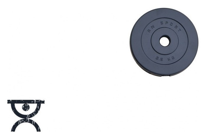 50 кг (2 по 10, 8 по 2,5, 8 по 1.25) дисков, покрытых пластиком (31 мм)