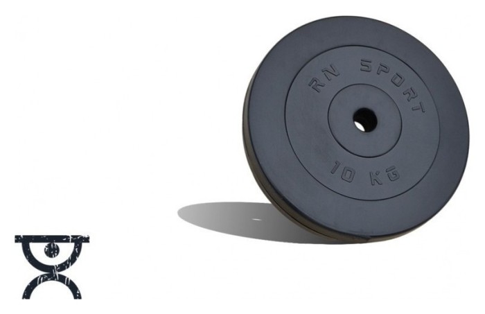 50 кг (2 по 10, 8 по 2,5, 8 по 1.25) дисков, покрытых пластиком (31 мм)